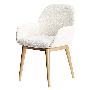 White Fleece & Ash Chair 3D model image 1 