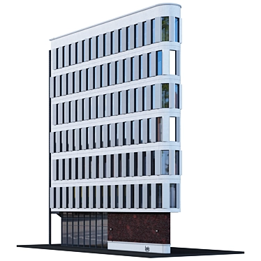 Corner Curve Residential Building Model 3D model image 1 