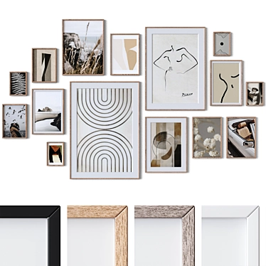 15 Artistic Wall Frame Set 3D model image 1 