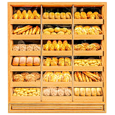 Bakery Display with Fresh Baked Bread 3D model image 1 