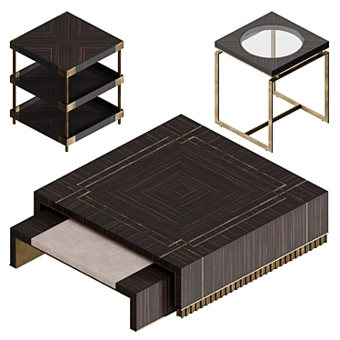 Elegant Art Deco Ebony Tables 3D model image 1 