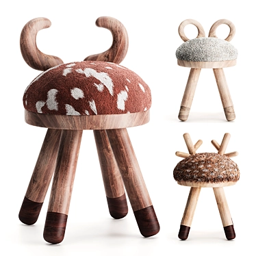 Animal Sculptural Children's Chair Set 3D model image 1 