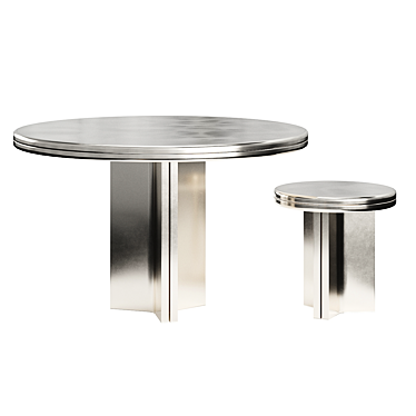 Elegant Silver-Plated Joe Carlo Tables 3D model image 1 