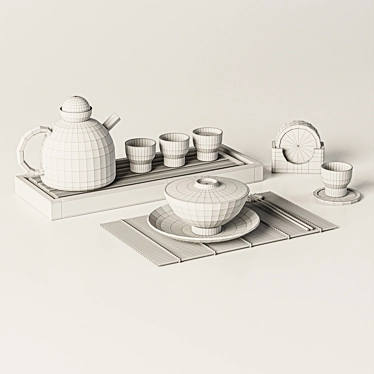 Modern Mesh Smooth Tableware Set 3D model image 1 