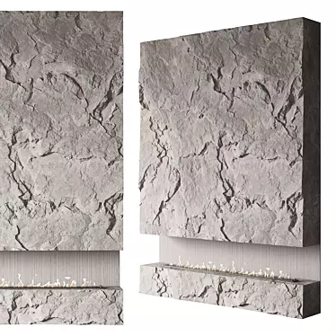 Modern Stone Fireplace Geometry 3D model image 1 