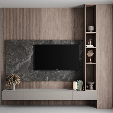 Custom TV Wall Unit X-Form 3D model image 1 