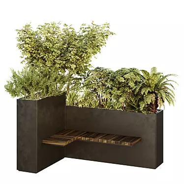 Urban Green Plant Benches Set 3D model image 1 