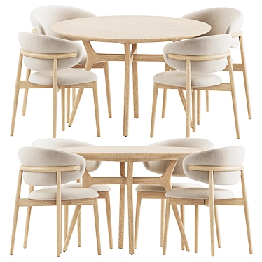 Modern Dining Set with Chairs 3D model image 1 