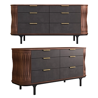 Sleek Arciform Bureau in Oak 3D model image 1 