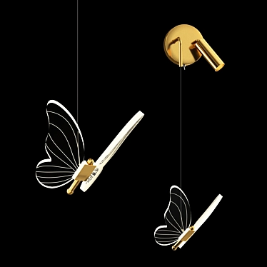 Graceful LED Butterfly Wall Lamp 3D model image 1 