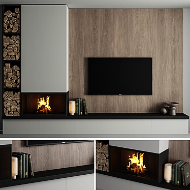 Custom TV Wall Unit Millimeters 3D model image 1 