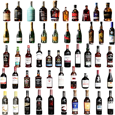 Premium Whiskey Cognac Bottle Assortment 3D model image 1 