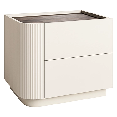 Minimalist Beige Nightstand with Drawers 3D model image 1 