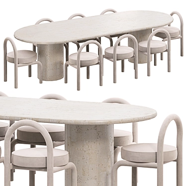 Paradis Oval Stone Dining Set 3D model image 1 