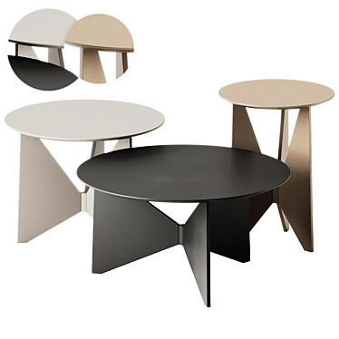 Modern Round Coffee Tables Set 3D model image 1 