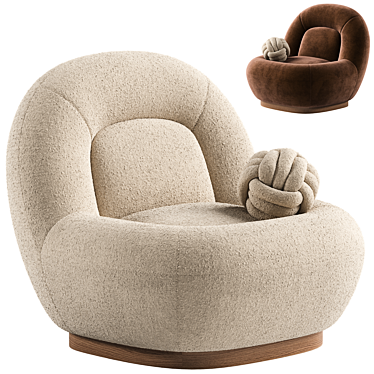 Modern Linen Lounge Chair Walnut 3D model image 1 