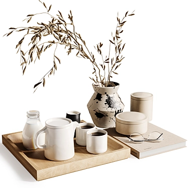 Elegant Breakfast Set and Decor 3D model image 1 