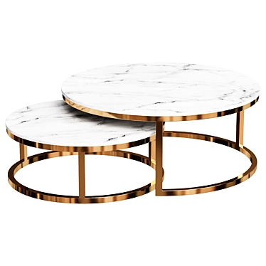 Round Golden Coffee Table Duo 3D model image 1 