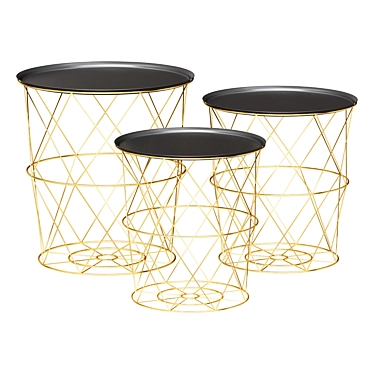 Gold and Black Basket Coffee Table 3D model image 1 