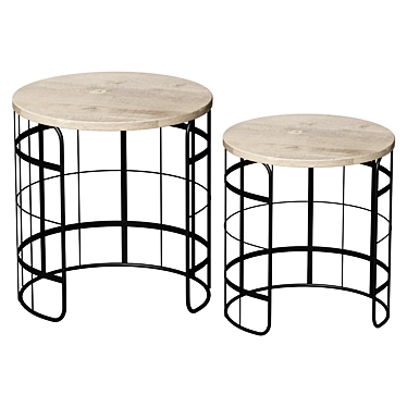 Black Round Coffee Tables Set 3D model image 1 