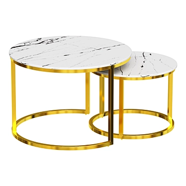  Plumeria Round Gold Coffee Table 3D model image 1 