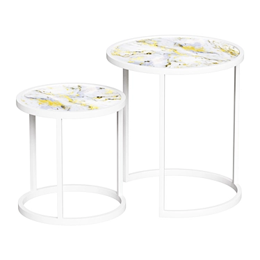 Kraiz Jupiter White Metal Glass Tables 3D model image 1 