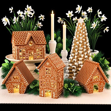 Gingerbread Village Houses Set 3D model image 1 