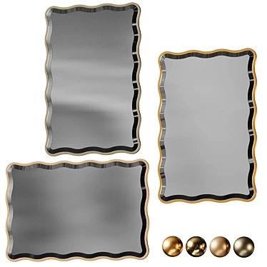 Scalloped Gold Wall Mirror 3D model image 1 