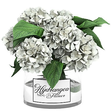 White Hydrangea Bouquet in Glass Vase 3D model image 1 