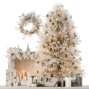 Festive Christmas Tree & Decor 3D model image 1 