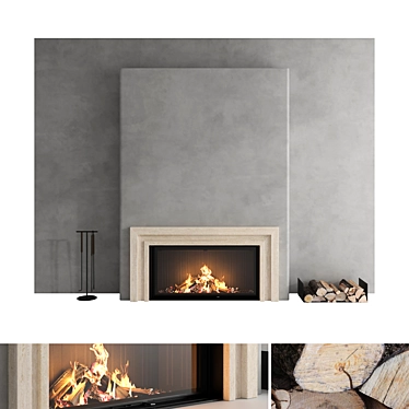 Modern Fireplace Wall Set 3D 3D model image 1 