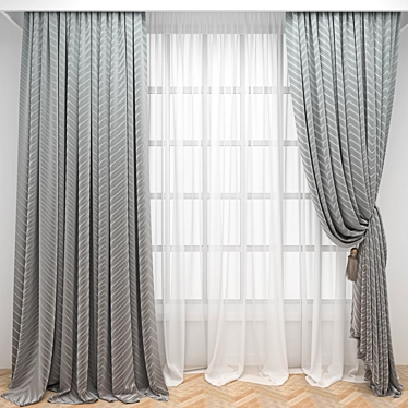 Parquet Window Curtain 3D Model 3D model image 1 