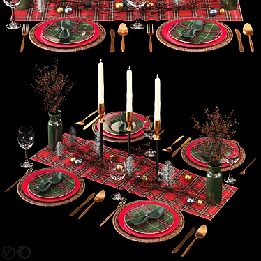 Luxury New Year Dining Set 3D model image 1 