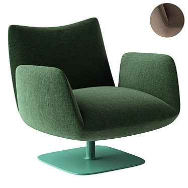 Elegant Leather Swivel Armchair 3D model image 1 