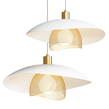 Title: Adjustable Modern White Pendant Light 3D model image 1 