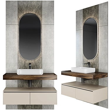 Illuminated Mirror Vanity Set 3D model image 1 