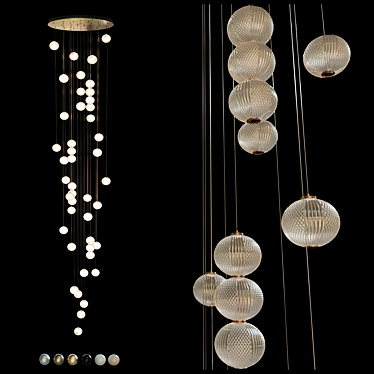 Elegant Sphere Chandelier 36-Light 3D model image 1 