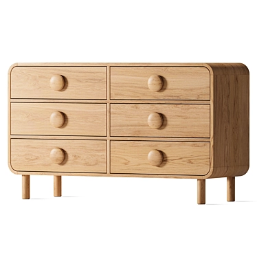 Sleek Tabitha 6 Drawer Dresser 3D model image 1 