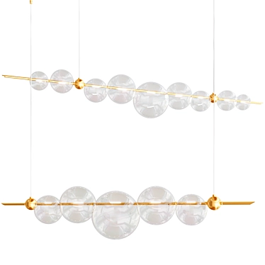 Artisanal Brass Glass Chandeliers 3D model image 1 