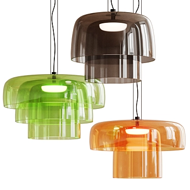 Glass Levels Trio Pendant Lights 3D model image 1 