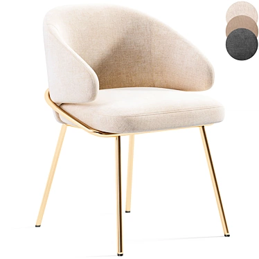 Elegant Emil Chair with Gold Legs 3D model image 1 