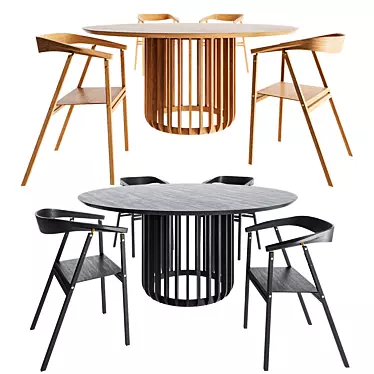 Modern Round Table & Chair 3D model image 1 