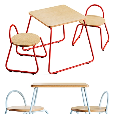 Kids Table & Stools Set 3D model image 1 