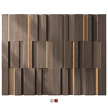 Gold Leaf Wood Wall Panel 3D model image 1 