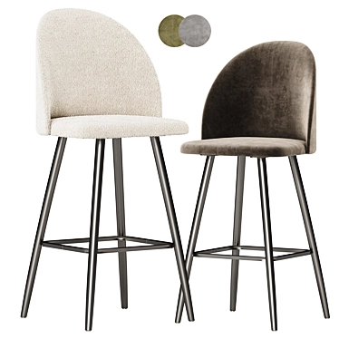 Modern Bar Chair with Backrest 3D model image 1 