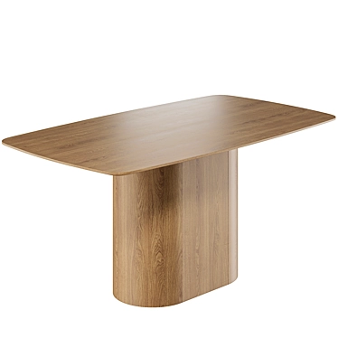 Natural Oak Rectangle Dining Table 3D model image 1 