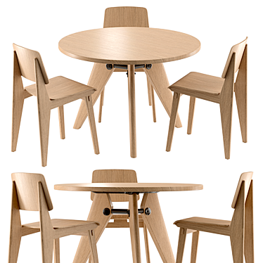 Vitra Table Chair Set 3D model image 1 