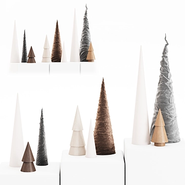 PBR Decorative Christmas Trees 3D model image 1 