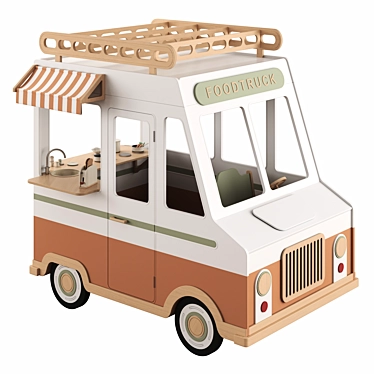 Wooden Food Truck Toy 3D model image 1 