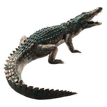 Bronze Crocodile Sculpture Figurine  3D model image 1 